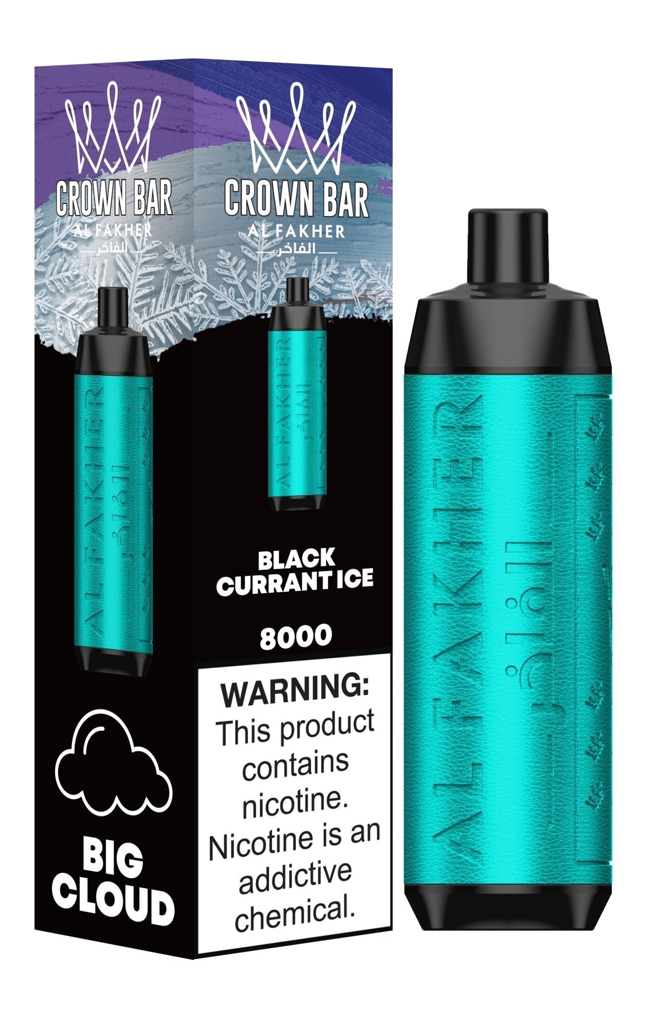 Al Fakher Crown Bar 8000 Puffs Disposable Vape Box of 10-Blackcurrant Ice-vapeukwholesale