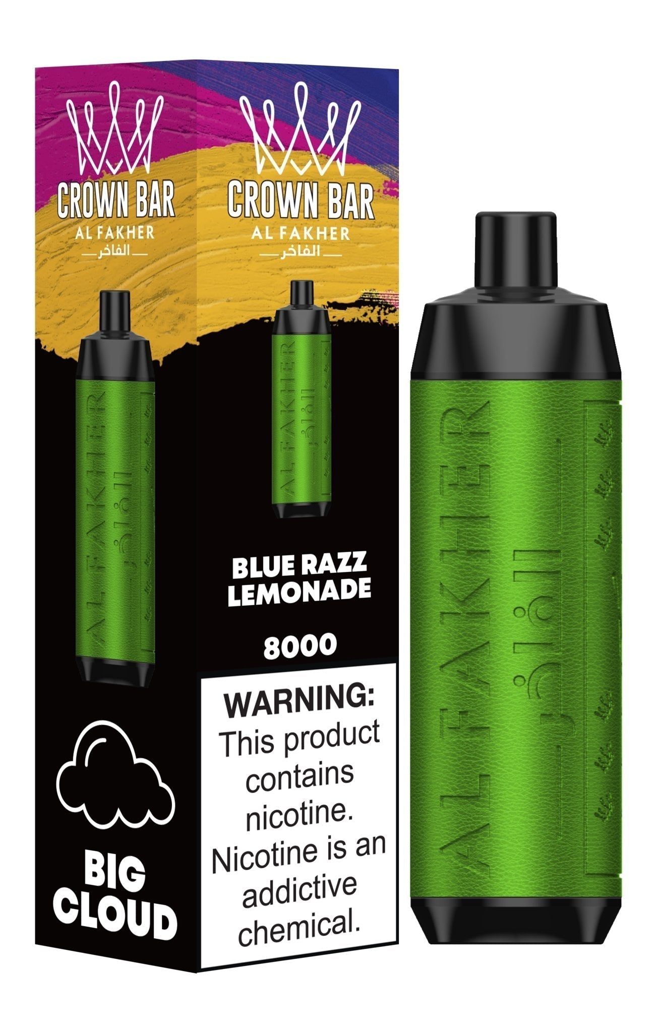 Al Fakher Crown Bar 8000 Puffs Disposable Vape Box of 10-Blue Razz Lemonade-vapeukwholesale