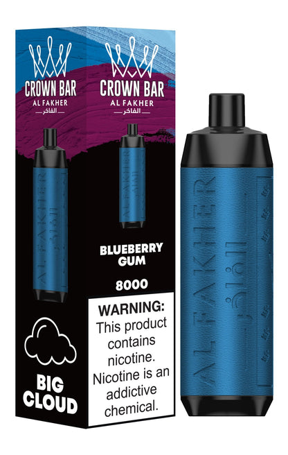 Al Fakher Crown Bar 8000 Puffs Disposable Vape Box of 10-Blueberry Gum-vapeukwholesale