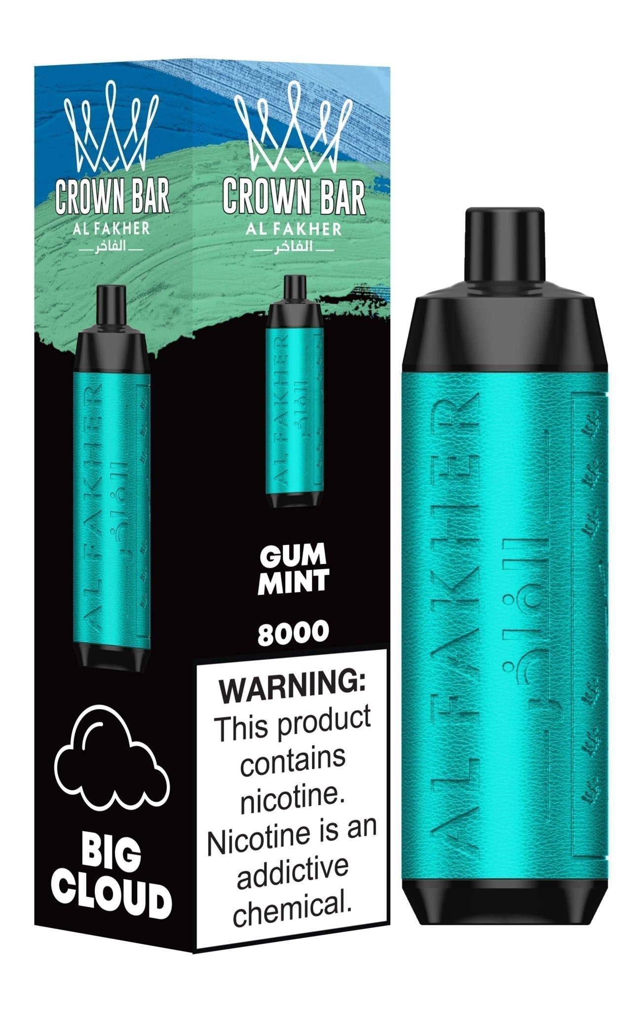 Al Fakher Crown Bar 8000 Puffs Disposable Vape Box of 10-Gum Mint-vapeukwholesale