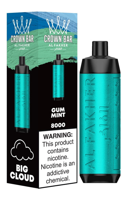 Al Fakher Crown Bar 8000 Puffs Disposable Vape Box of 10-Gum Mint-vapeukwholesale