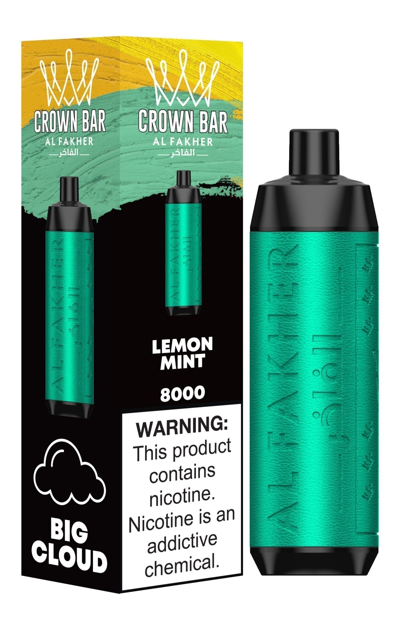 Al Fakher Crown Bar 8000 Puffs Disposable Vape Box of 10-Lemon Mint-vapeukwholesale