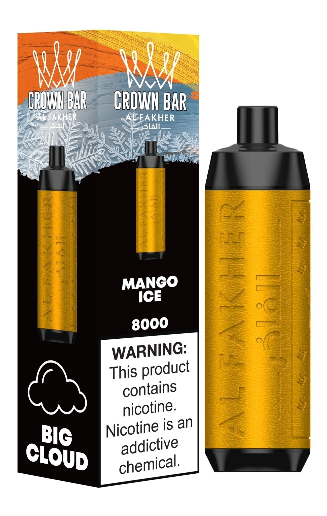 Al Fakher Crown Bar 8000 Puffs Disposable Vape Box of 10-Mango Ice-vapeukwholesale