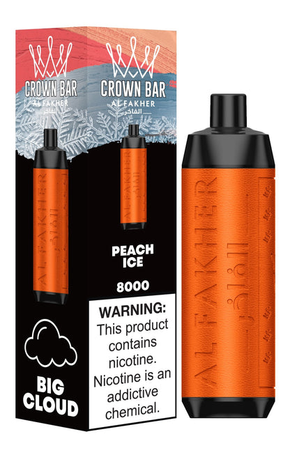 Al Fakher Crown Bar 8000 Puffs Disposable Vape Box of 10-Peach Ice-vapeukwholesale