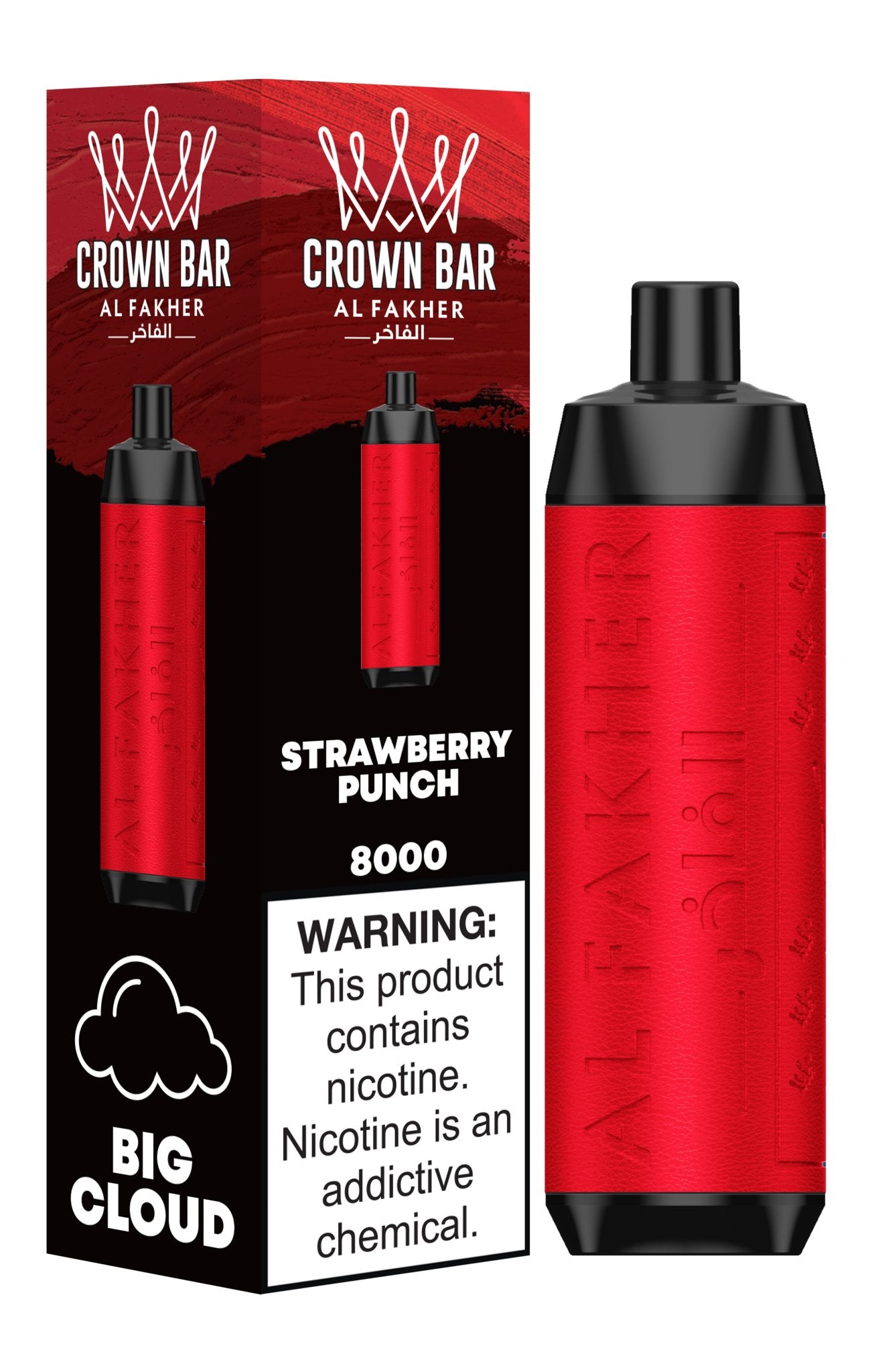 Al Fakher Crown Bar 8000 Puffs Disposable Vape Box of 10-Strawberry Punch-vapeukwholesale