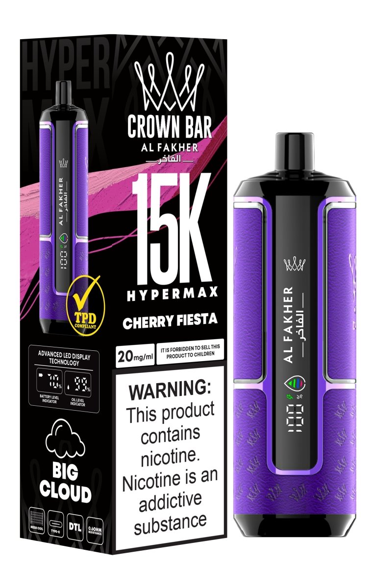 Al Fakher Hypermax 15k Puffs Disposable Vape (Box of 5) - Cherry Fiesta - vapeukwholesale