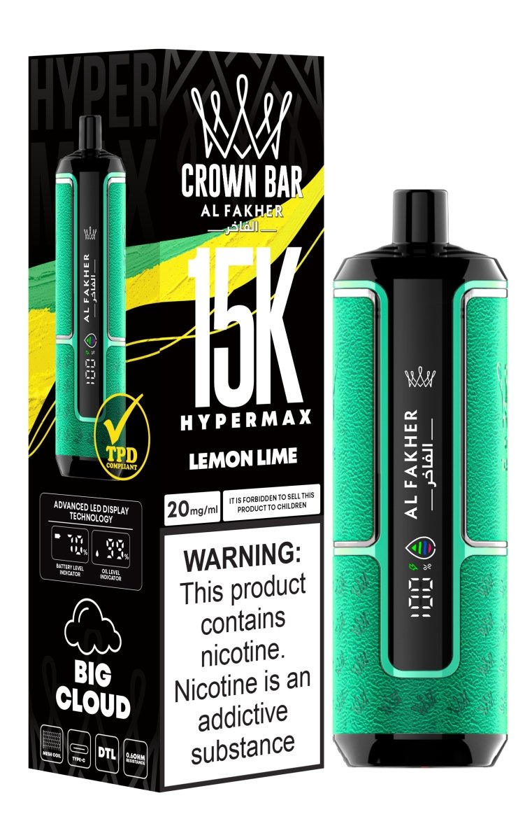 Al Fakher Hypermax 15k Puffs Disposable Vape (Box of 5) - Lemon Lime - vapeukwholesale