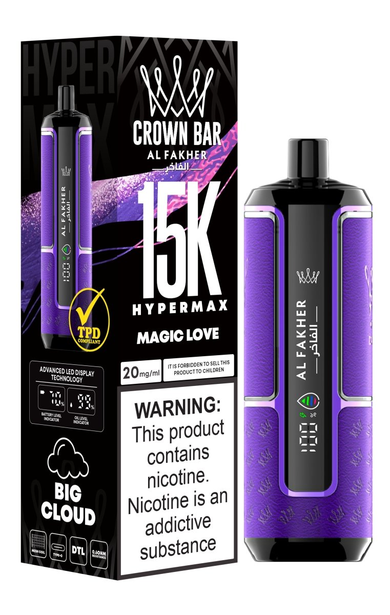 Al Fakher Hypermax 15k Puffs Disposable Vape (Box of 5) - Magic Love - vapeukwholesale