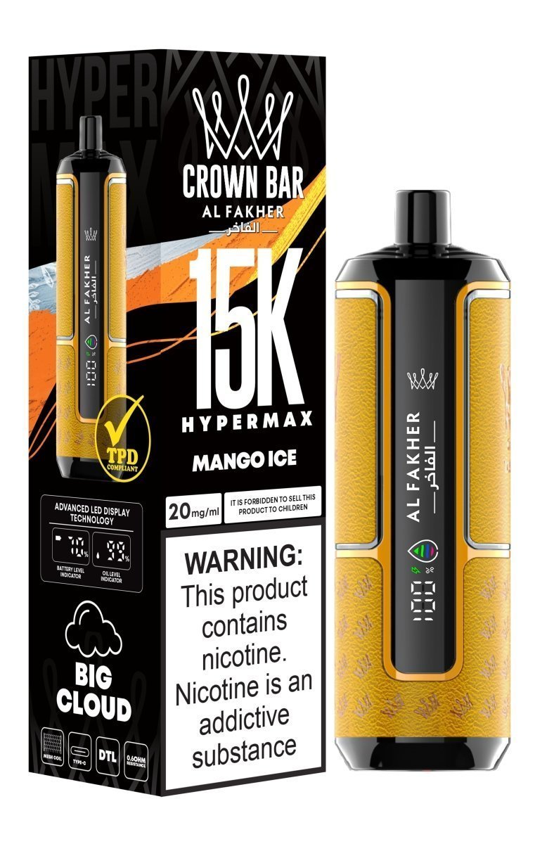 Al Fakher Hypermax 15k Puffs Disposable Vape (Box of 5) - Mango Ice - vapeukwholesale