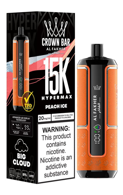 Al Fakher Hypermax 15k Puffs Disposable Vape (Box of 5) - Peach Ice - vapeukwholesale