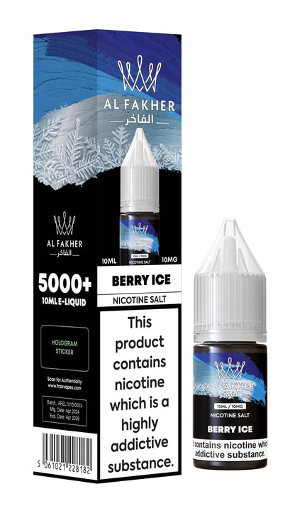 Al Fakher Nic Salt 10ml E-Liquid Box of 10-Berry Ice-vapeukwholesale