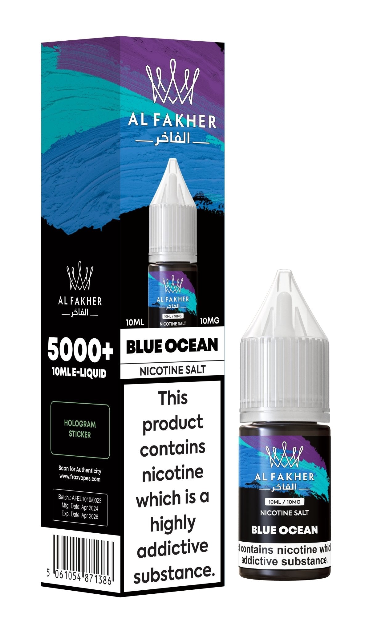 Al Fakher Nic Salt 10ml E-Liquid Box of 10-Blue Ocean-vapeukwholesale