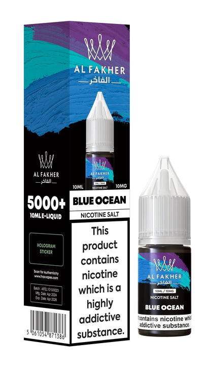 Al Fakher Nic Salt 10ml E-Liquid Box of 10-Blue Ocean-vapeukwholesale