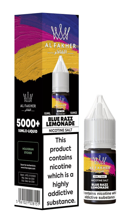 Al Fakher Nic Salt 10ml E-Liquid Box of 10-Blue Razz Lemonade-vapeukwholesale