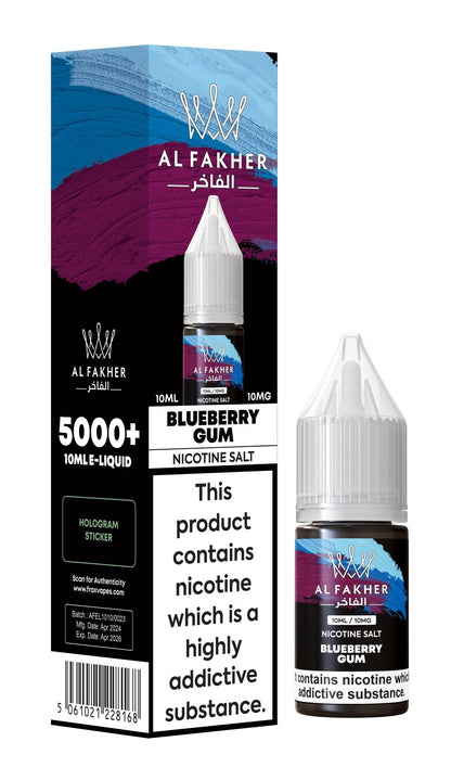 Al Fakher Nic Salt 10ml E-Liquid Box of 10-Blueberry Gum-vapeukwholesale