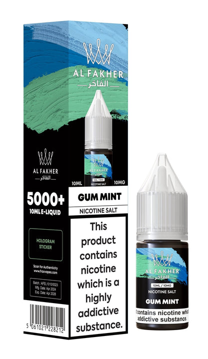 Al Fakher Nic Salt 10ml E-Liquid Box of 10-Gum Mint-vapeukwholesale