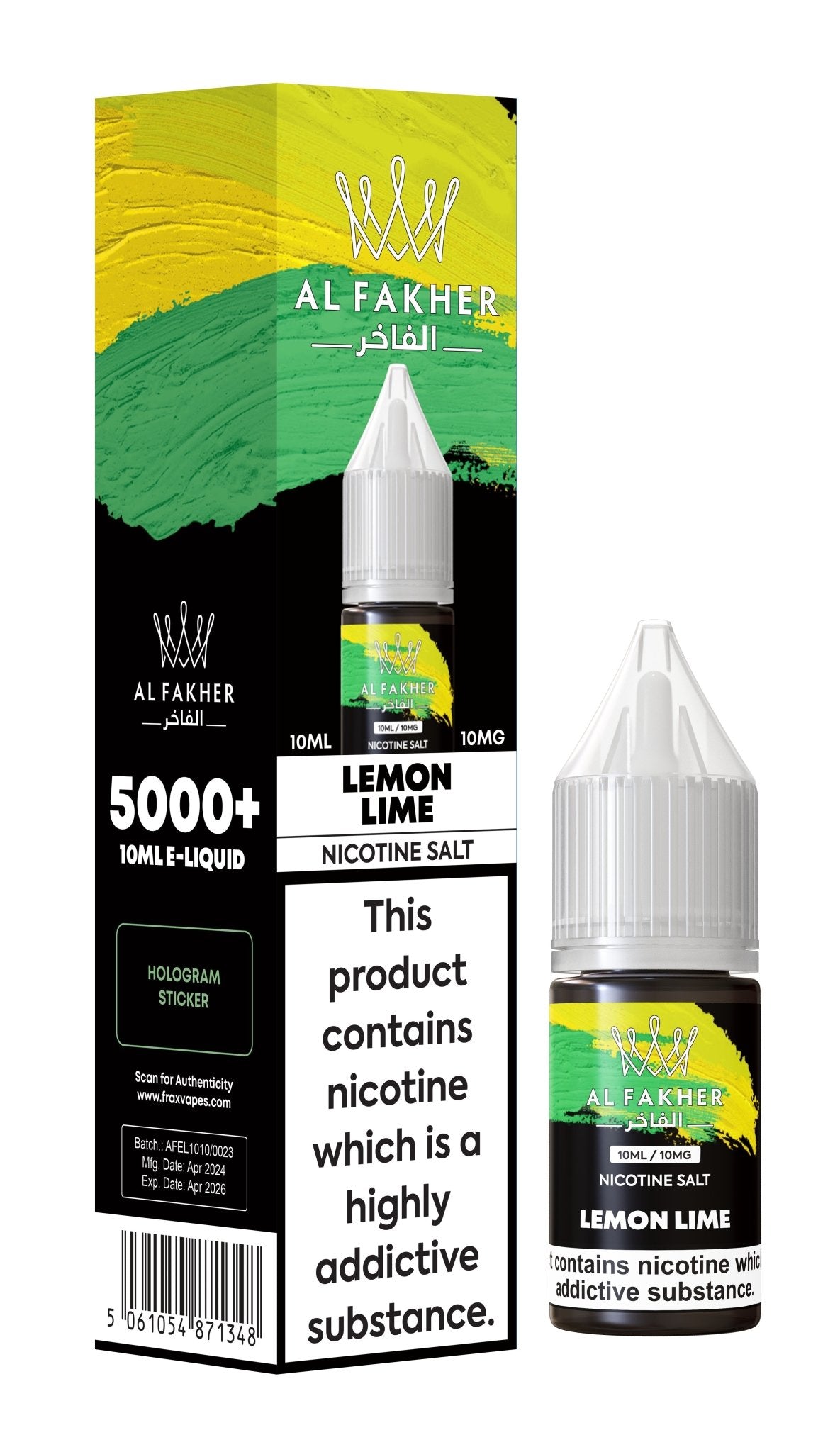 Al Fakher Nic Salt 10ml E-Liquid Box of 10-Lemon Lime-vapeukwholesale