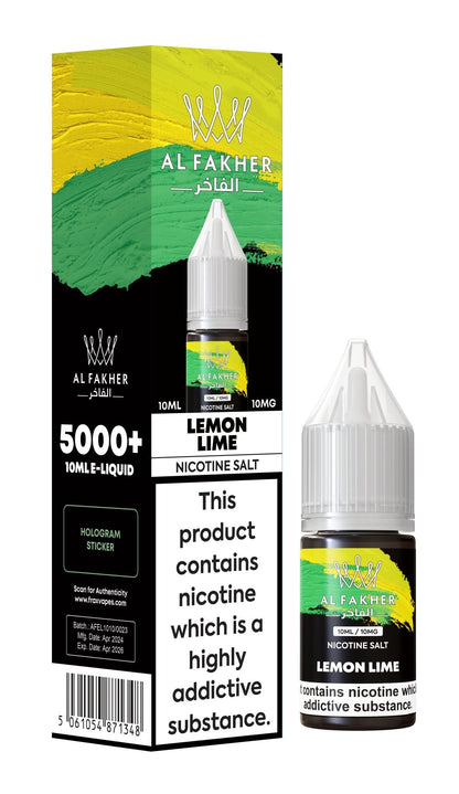 Al Fakher Nic Salt 10ml E-Liquid Box of 10-Lemon Lime-vapeukwholesale