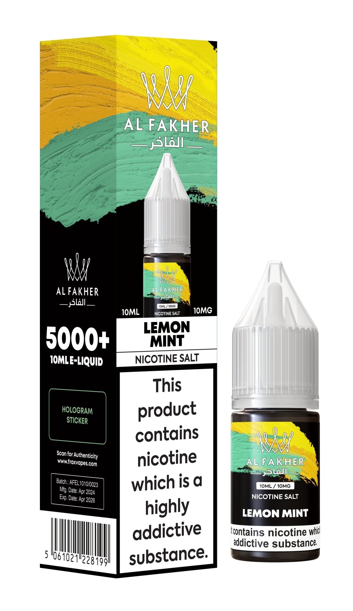 Al Fakher Nic Salt 10ml E-Liquid Box of 10-Lemon Mint-vapeukwholesale