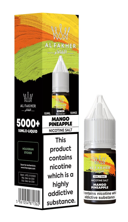 Al Fakher Nic Salt 10ml E-Liquid Box of 10-Mango Pineapple-vapeukwholesale