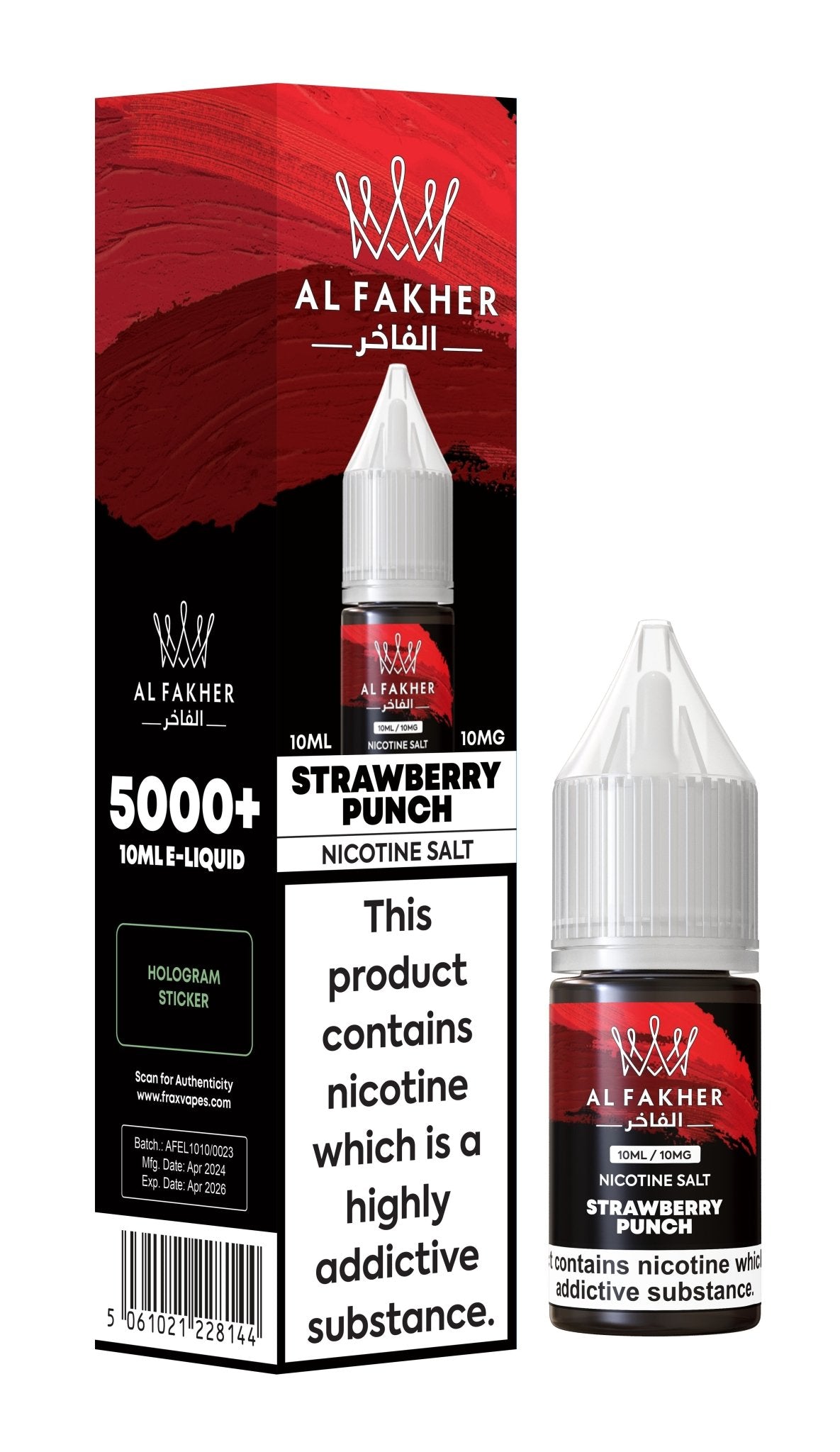 Al Fakher Nic Salt 10ml E-Liquid Box of 10-Strawberry Punch-vapeukwholesale