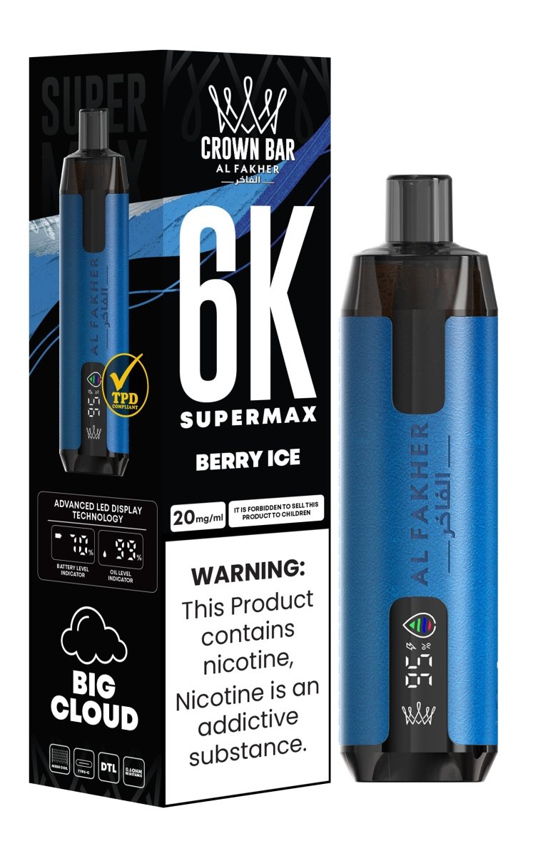 Al Fakher Supermax 6k Puffs Disposable Vape Pod Kit (Box of 5) - Berry Ice - vapeukwholesale