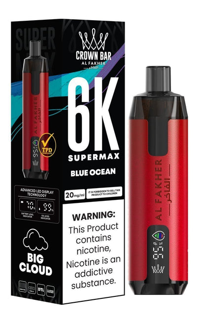 Al Fakher Supermax 6k Puffs Disposable Vape Pod Kit (Box of 5) - Blue Ocean - vapeukwholesale