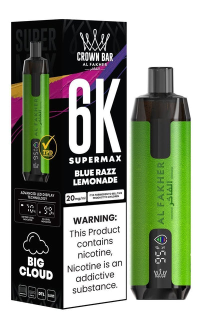 Al Fakher Supermax 6k Puffs Disposable Vape Pod Kit (Box of 5) - Blue Razz Lemonade - vapeukwholesale