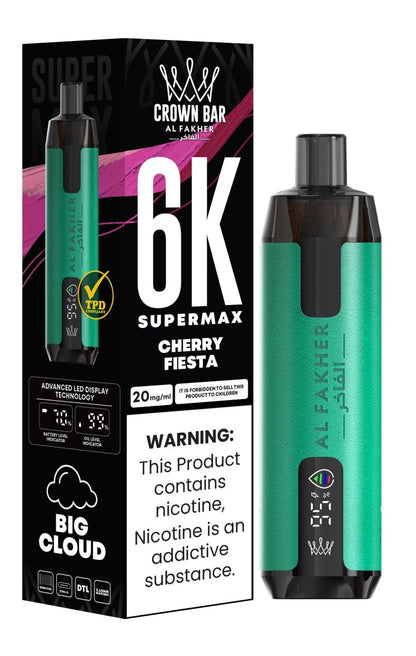 Al Fakher Supermax 6k Puffs Disposable Vape Pod Kit (Box of 5) - Cherry Fiesta - vapeukwholesale