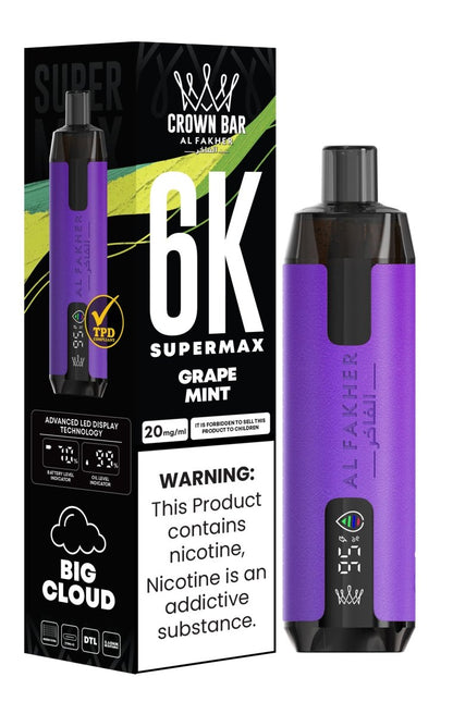 Al Fakher Supermax 6k Puffs Disposable Vape Pod Kit (Box of 5) - Grape Mint - vapeukwholesale