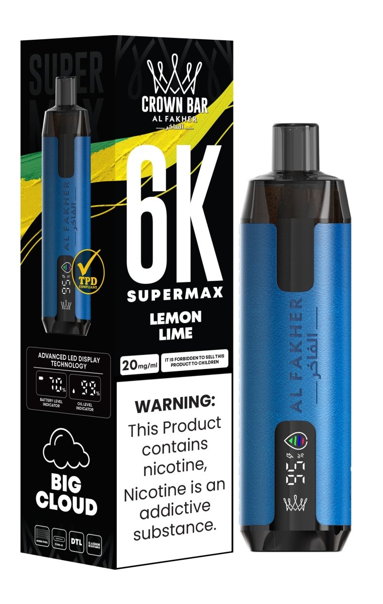 Al Fakher Supermax 6k Puffs Disposable Vape Pod Kit (Box of 5) - Lemon Lime - vapeukwholesale