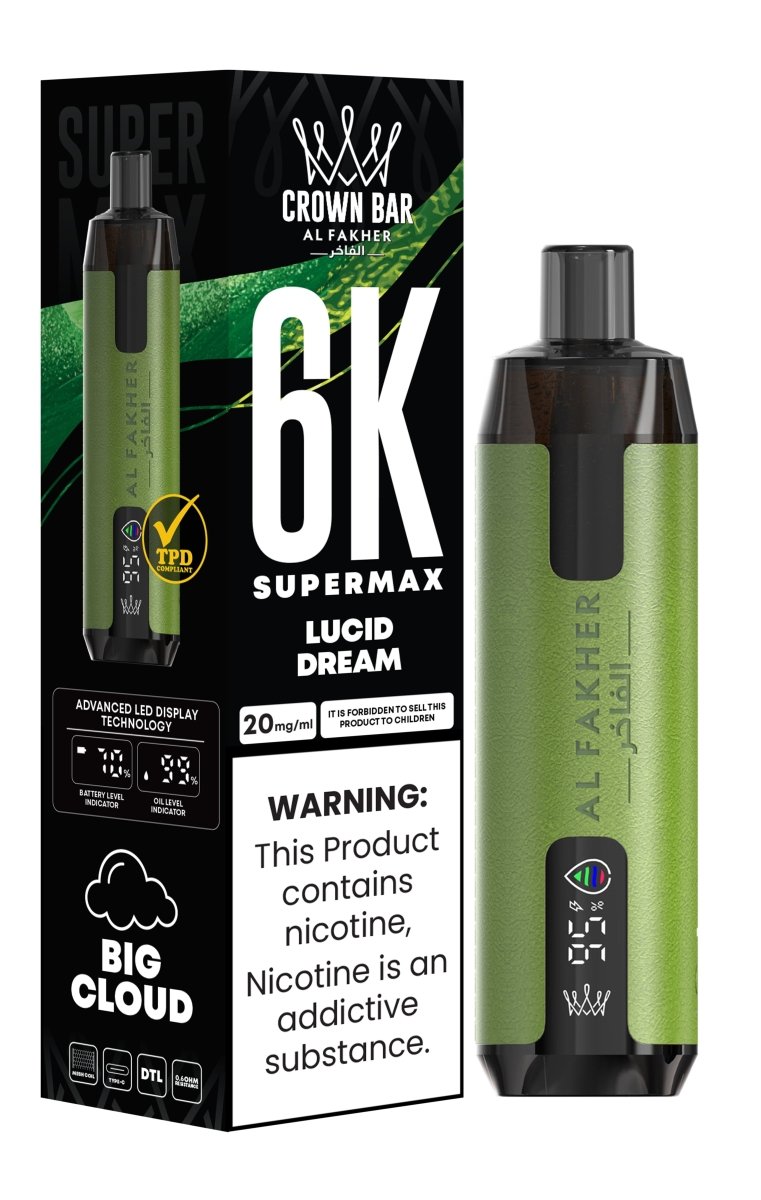 Al Fakher Supermax 6k Puffs Disposable Vape Pod Kit (Box of 5) - Lucid Dream - vapeukwholesale