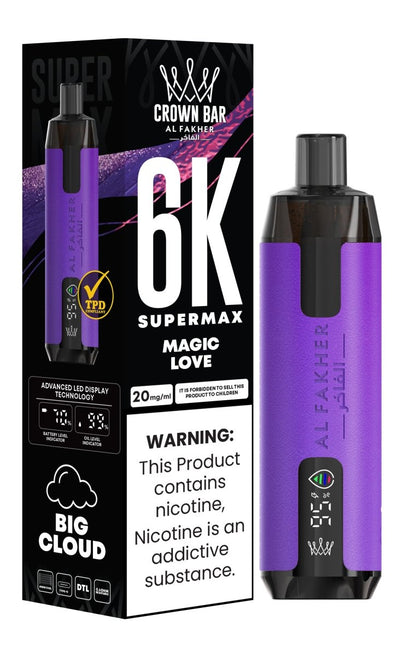 Al Fakher Supermax 6k Puffs Disposable Vape Pod Kit (Box of 5) - Magic Love - vapeukwholesale