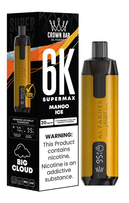 Al Fakher Supermax 6k Puffs Disposable Vape Pod Kit (Box of 5) - Mango Ice - vapeukwholesale