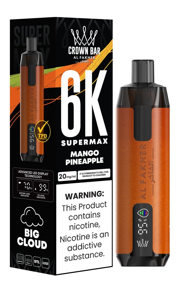 Al Fakher Supermax 6k Puffs Disposable Vape Pod Kit (Box of 5) - Mango Pineapple - vapeukwholesale