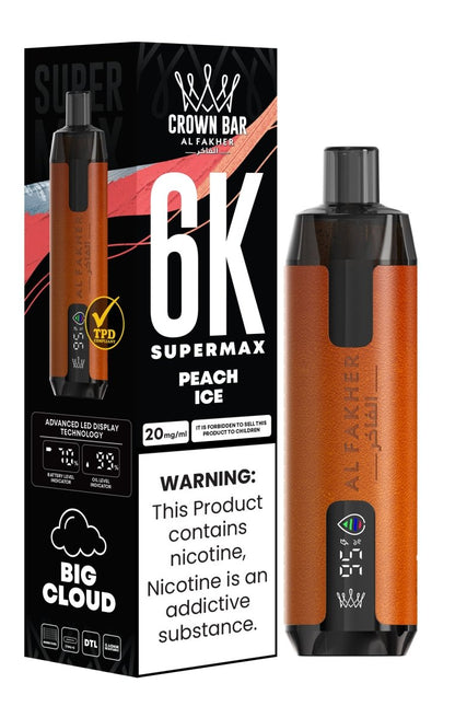 Al Fakher Supermax 6k Puffs Disposable Vape Pod Kit (Box of 5) - Wolfvapes.co.uk-Peach Ice