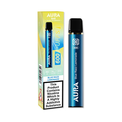 Aura Bar 600 Puffs Disposable Vape Pod Box of 10-Blue Razz Lemonade-vapeukwholesale