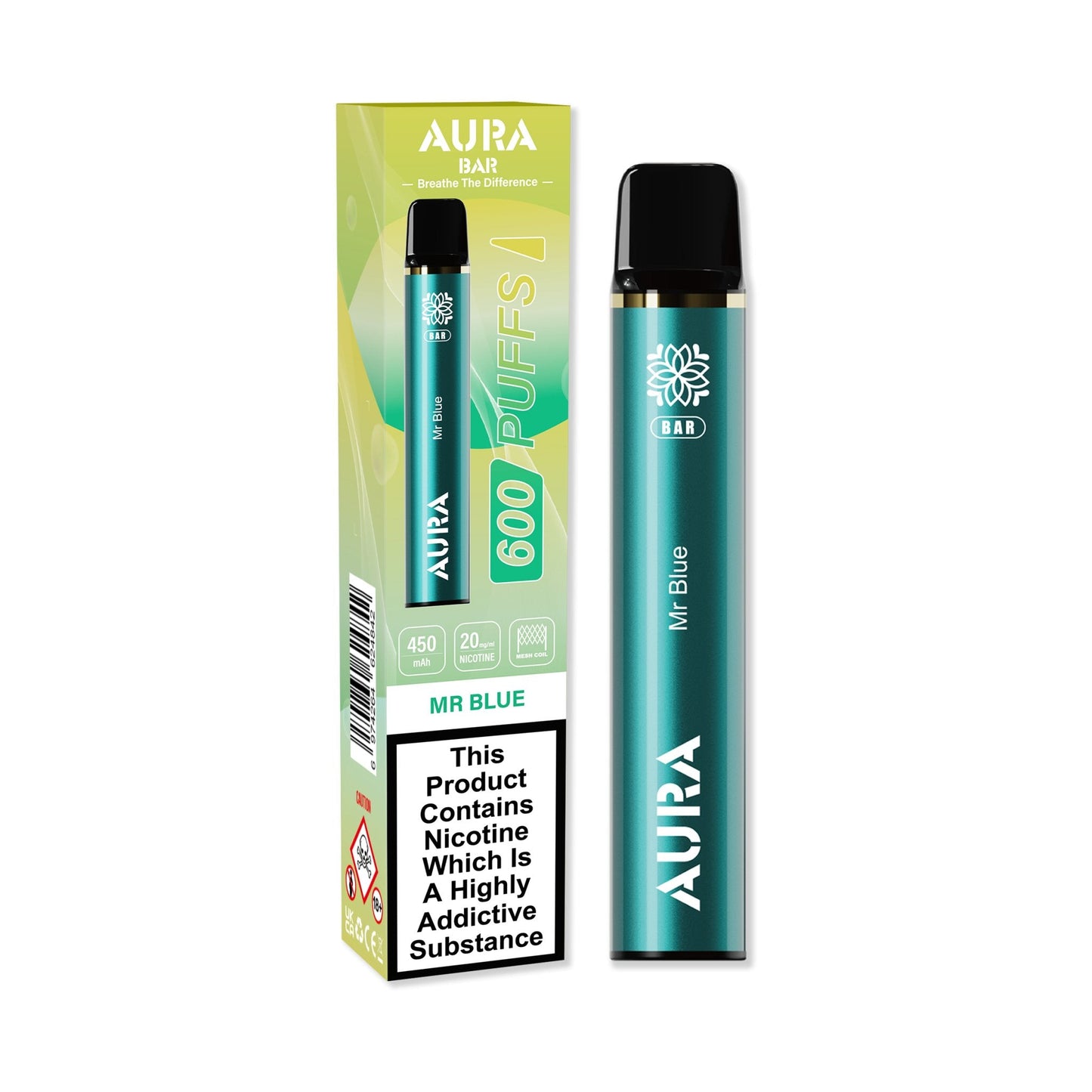 Aura Bar 600 Puffs Disposable Vape Pod Box of 10-Mr Blue-vapeukwholesale