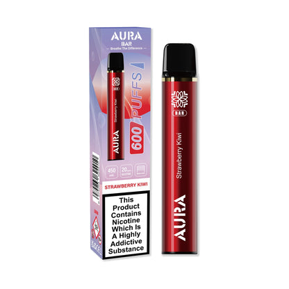 Aura Bar 600 Puffs Disposable Vape Pod Box of 10-Strawberry Kiwi-vapeukwholesale