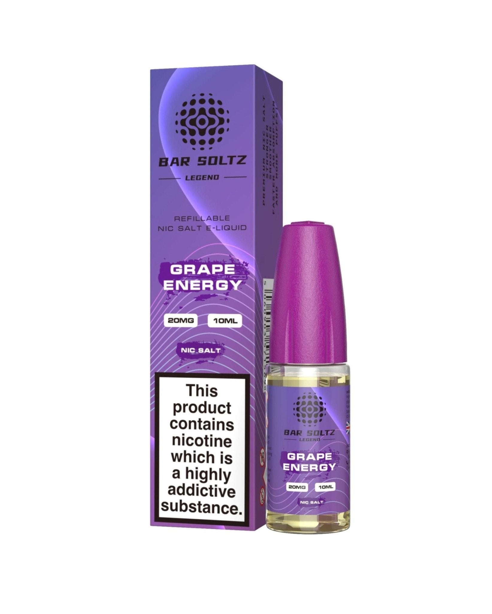 Bar soltz 10ml Nic Salt Pack of 10-Grape Energy-vapeukwholesale