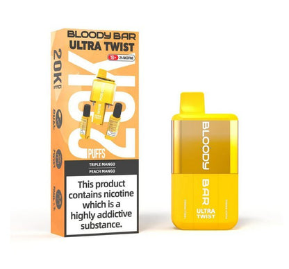 Bloody Bar Ultra Twist 20000 Puffs Disposable Vape Box of 5 - Triple Mango/Peach Mango - vapeukwholesale