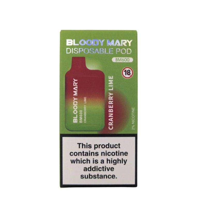 Bloody Mary BM600 Disposable Vape Pod Box of 10-Cranberry lime *New*-vapeukwholesale