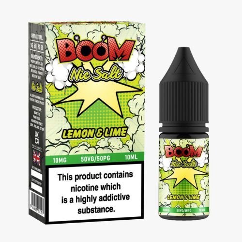 Boom Nic Salts 10ml E-liquids - Box of 10-Lemon & Lime-vapeukwholesale