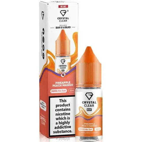 Crystal Clear Nic Salts 10ml- Pack of 10-Pineapple Peach Mango-vapeukwholesale