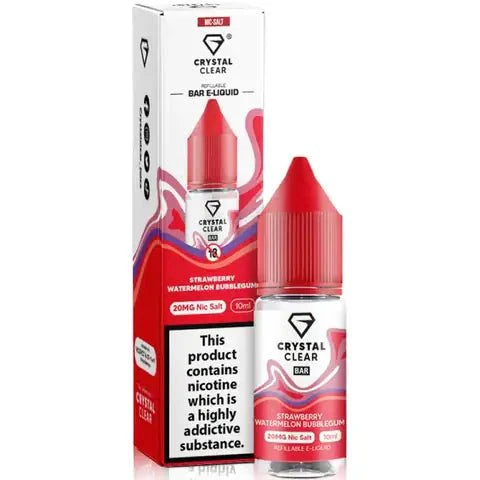 Crystal Clear Nic Salts 10ml- Pack of 10-Strawberry Watermelon Bubblegum-vapeukwholesale