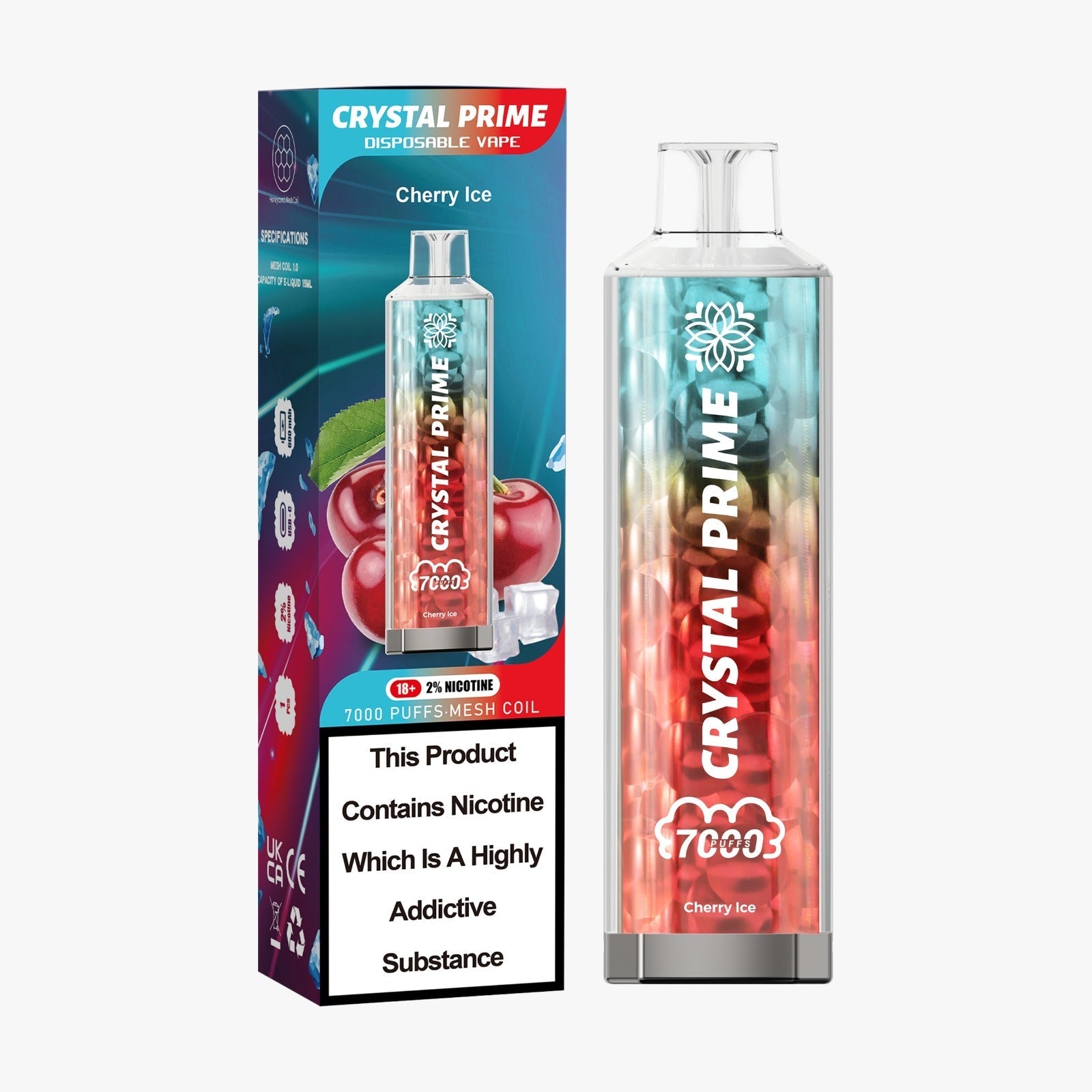 Crystal Prime 3D Effects 7000 Disposable Vape Full Carton (160 Pcs )-Cherry Ice *Coming Soon*-vapeukwholesale