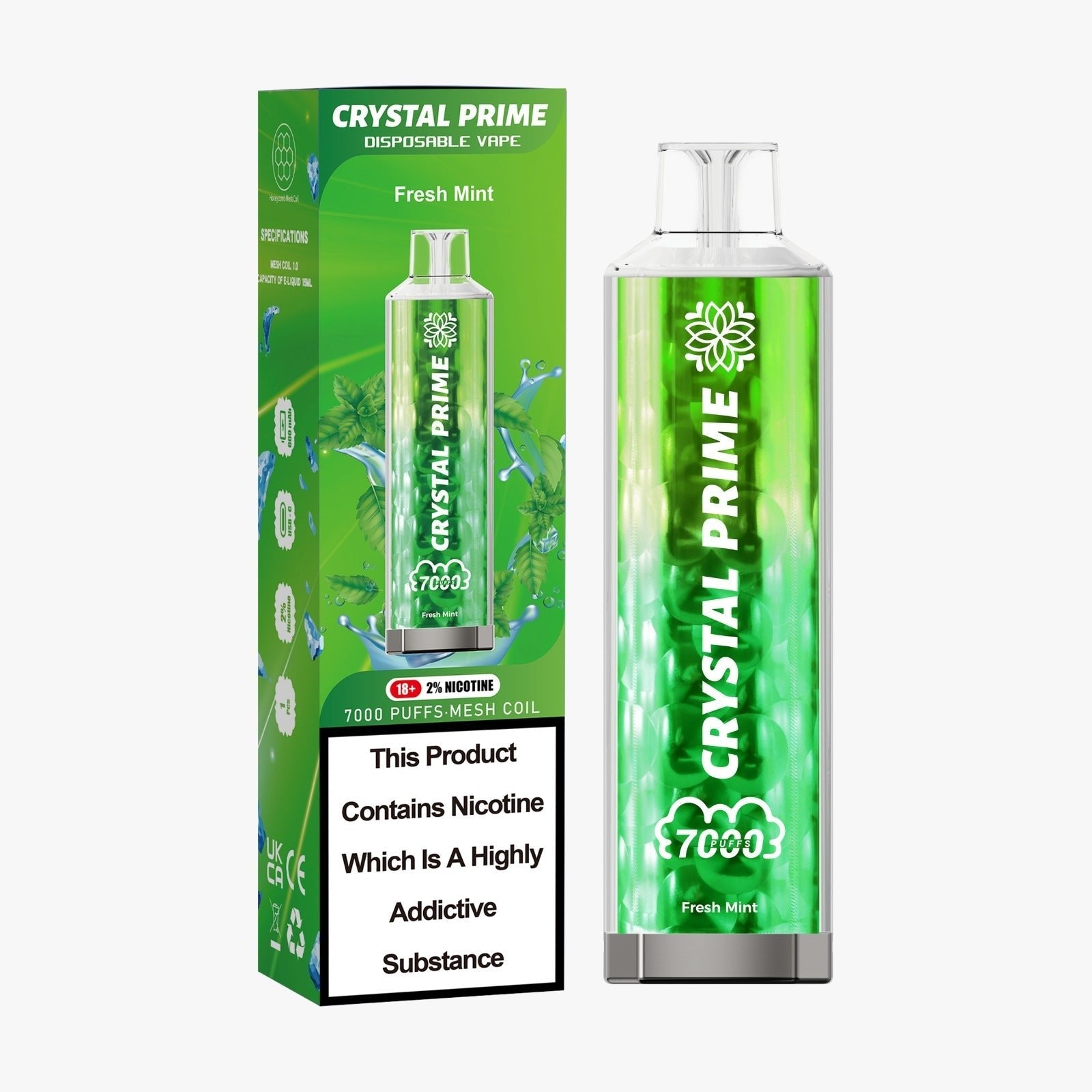 Crystal Prime 3D Effects 7000 Disposable Vape Full Carton (160 Pcs )-Fresh Mint *Coming Soon*-vapeukwholesale