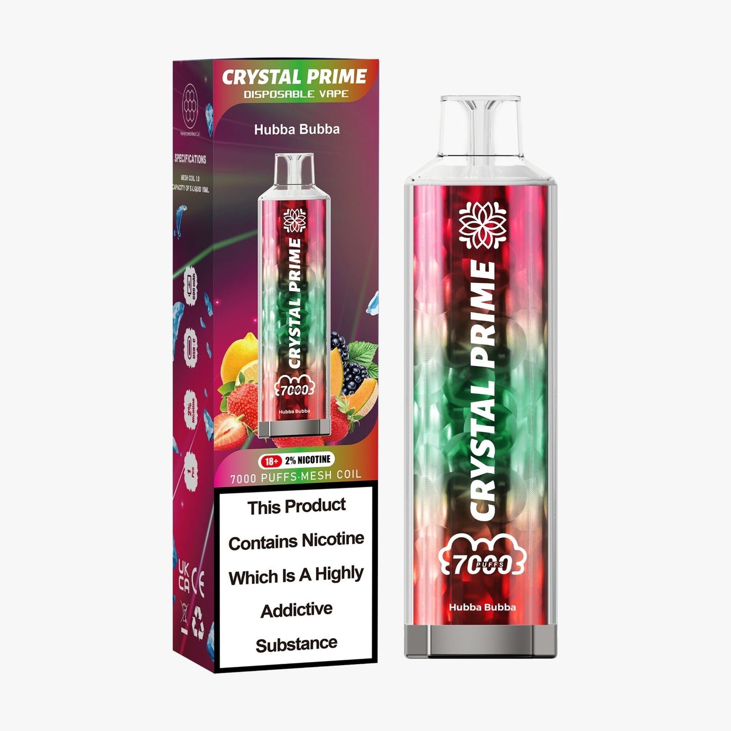 Crystal Prime 3D Effects 7000 Disposable Vape Full Carton (160 Pcs )-Hubba Bubba *Coming Soon*-vapeukwholesale