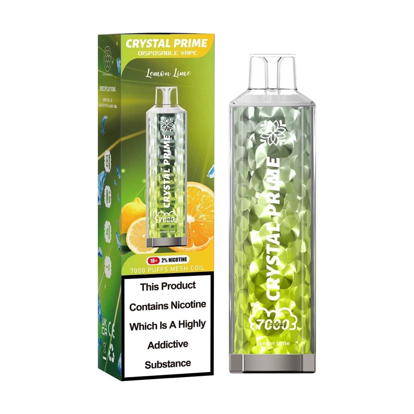 Crystal Prime 3D Effects 7000 Disposable Vape Full Carton (160 Pcs )-Lemon Lime-vapeukwholesale