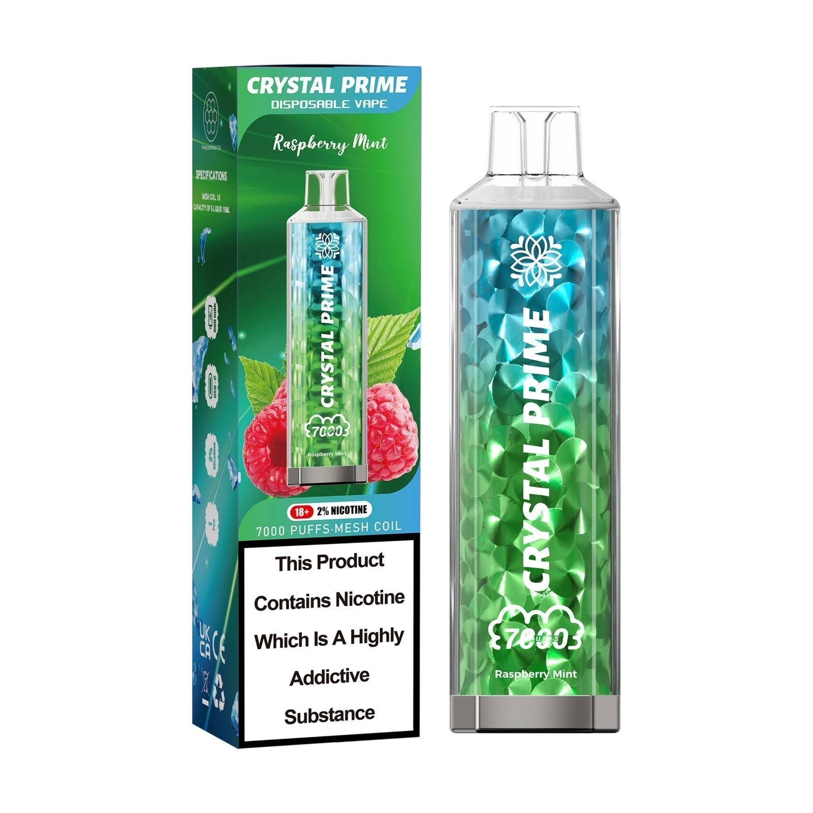 Crystal Prime 3D Effects 7000 Disposable Vape Full Carton (160 Pcs )-Raspberry Mint-vapeukwholesale